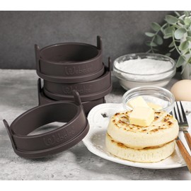 Webake Silicone Crumpet Rings Nonstick 3.5 inch Standard Size English Muffin Ring, Egg Rings, BPA-Free, Set of 4