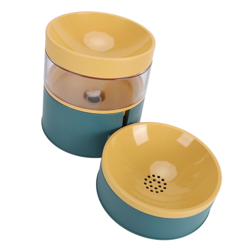 Pet Double Bowl Water Dispenser 1L Neck Protection Anti Tip
