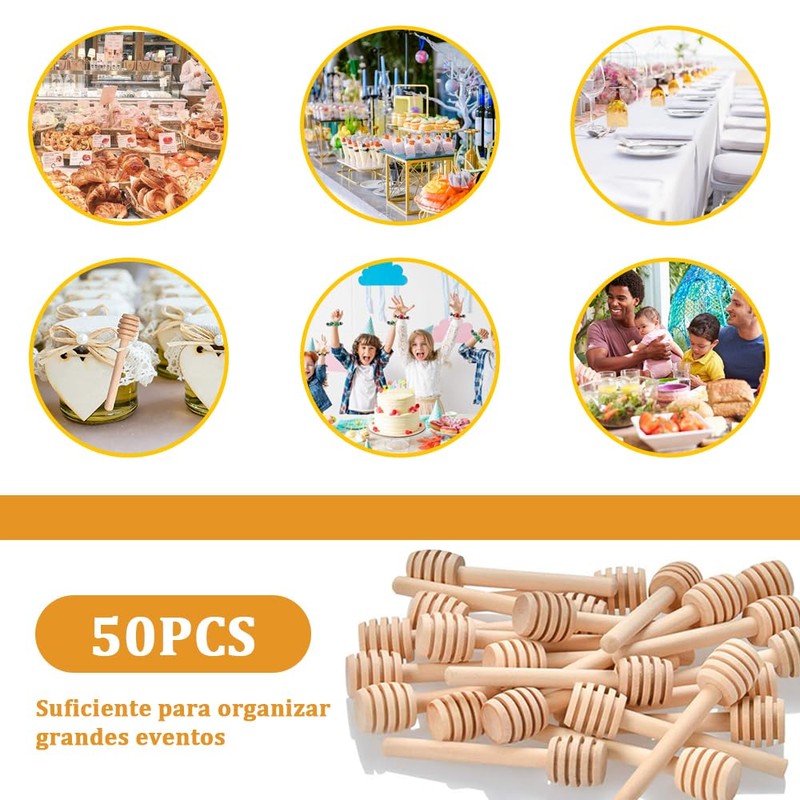 50 Piezas Palitos de Miel, 10 cm Varillas para Mezclar