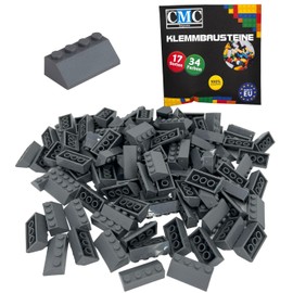 CMC imports 100 Clamping Blocks Roof Blocks Roof Building Blocks Clamping Blocks 2 x 4 Nubs 45° Roof Slopes Ridged Tile Various Colours (Dark - Grey / 851)