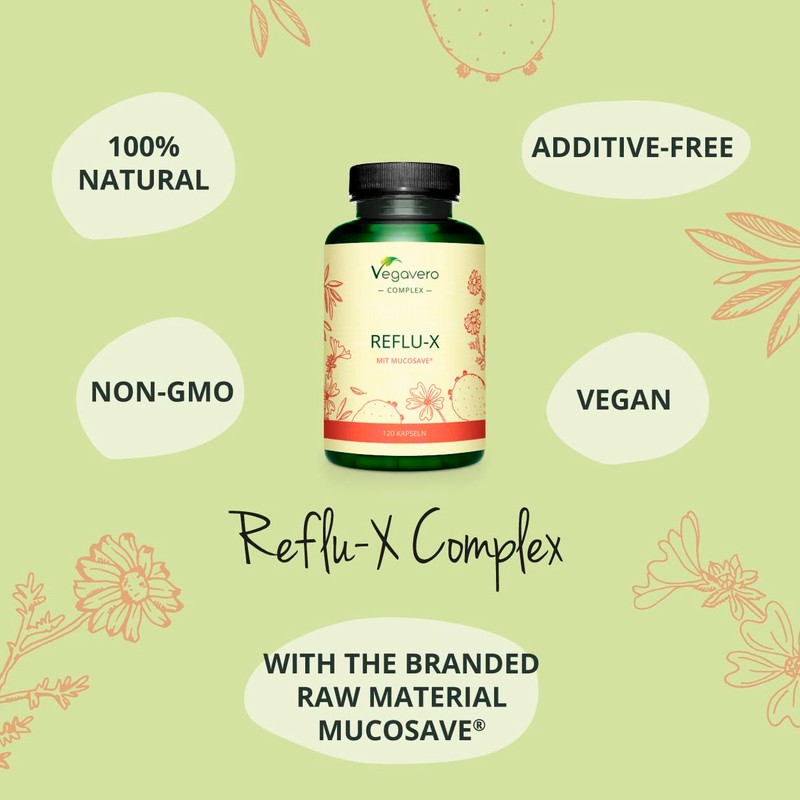 Vegavero Reflu-X Complex | Natural Antacid | Stomach Capsules for