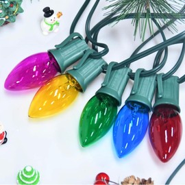 SOTOPOO C9 Multicolor Christmas Lights Outdoor Vintage Christmas Tree Lights, 25FT Colorful C9 String Lights 25Pcs E17 Bulbs for Indoor Outdoor Xmas Home House Eaves Party Yard Porch Stair Decor, 7W