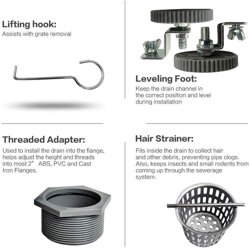 Neodrain 40-Inch Linear Shower Drain with Removable Quadrato Pattern Grate,Brushed