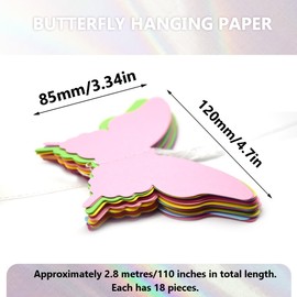 Ruidee 4Pcs Large Butterfly Paper Garland Hanging Decoration for Parties & Celebrations (Multicolor/HD)