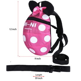 Baby Toddler Safety Harness Backpack Child Kids Cute Cartoon Strap Shoulder Backpack Bag with Reins Leash Rucksack Harness Walkers Tether Belt,FOR 1-5 YEARS OLD TODDLER. (Rose red S-for 1-5years old)