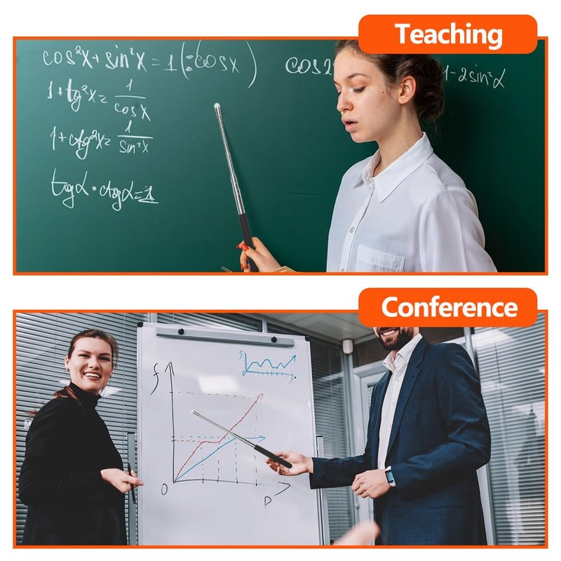 Set of 2 Extendable Pointing Sticks, 100 cm Telescopic Pointing