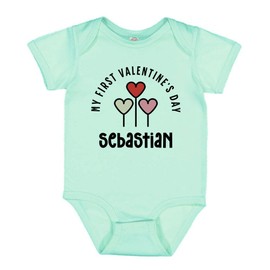TATY Kids My First Valentine's Day Sebastian Baby Infant One Piece Bodysuit 18 Months Chill Blue