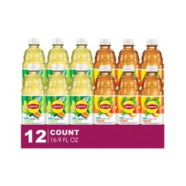 Lipton Diet 12-Pack 6 Diet Citrus Iced Green Tea + 6 Diet Peach Iced Black Tea Plastic Bottle 16.9 fl oz