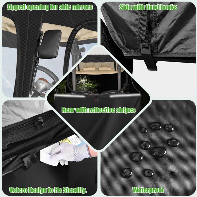 10L0L Golf Cart Driving Enclosures 2 Passenger for Club Car