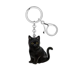 LONYOO Black Cat Keychain Accessories Cat Lover Gifts for Women Girls Backpack Charms Purse Charm Cool Stuff for Teens Boys (Dark)