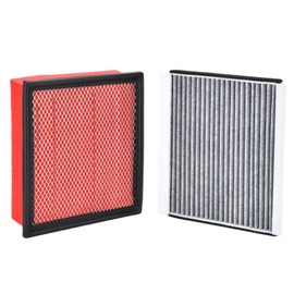 FLTRUCKTOP FA-1883(RED) FP79 Engine and Cabin Air Filter with Activated Carbon for F150 2.7L 3.0L 3.3L 3.5L 5.0L 2015-2025,Expedition,Lincoln Navigator 2018-2024,Lobo 2016-2022,Replaces CA10262 FP929