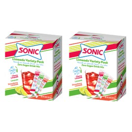 Sonic Singles To Go Limeade Variety Pack 40ct Box - Pack of 2 - Powdered Drink Mix - 3 Delicious Flavors Cherry Limeade, Limeade, and Strawberry Limeade