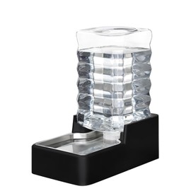 RIZZARI Stainless Steel Pet Water Feeder: 7L Automatic Leak-Proof Gravity Dispenser for Cats Dogs Indoor Outdoor Use（Black Without Filter,7L）