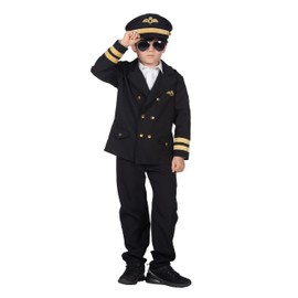WILBERS & WILBERS 310467 Children's Pilot Costume in Black, Captain, for Carnival, 128