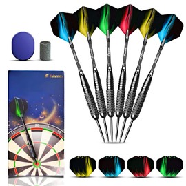 Fahmm Professional steel tip Darts set-24G Pack Of 6 Aluminium Shafts+12 Darts Flights+ Rubber O Rings+ Darts case+ Sharpener +Darts For Beginners Home-6 pieces Tungsten Darts for Dartboard set