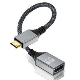 AXFEE Mini HDMI auf HDMI Adapter, 4K@60Hz MiniHDMI Stecker auf Buchse Adapter, Kompatibel mit DSLR, Camcorder, Laptop, Tablet, HDTV, Projektor-20CM