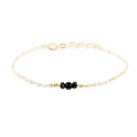 Black Tourmaline Dainty Anklet in 14k Gold Fill
