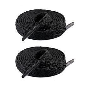 Flat Shoe Laces For Sneakers Cream, Black And White 120 cm (47") - 180 cm (71") Lengths | One Pair Per Pack Made In Canada (Black, 140 cm (55"))