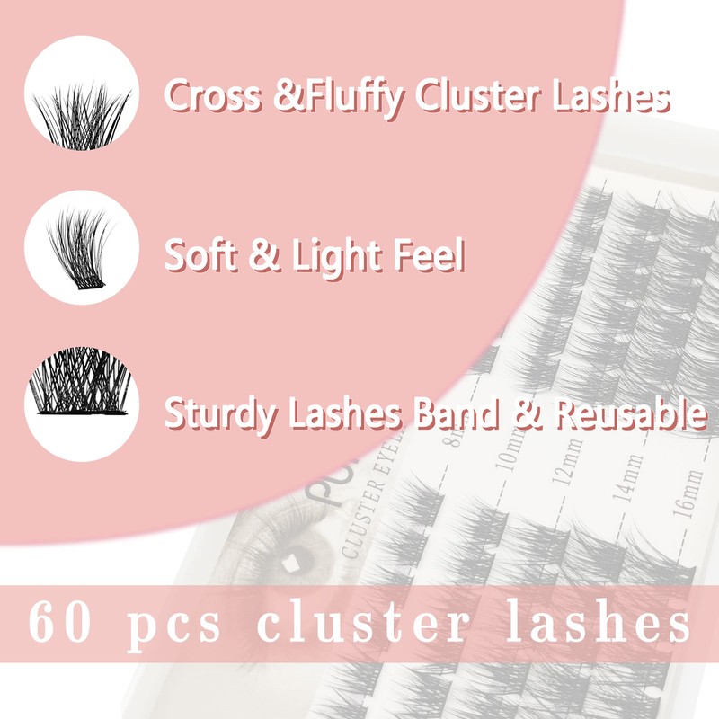 PURELEOR Individual Lashes Cluster Lashes Pack for Manga Lashes DIY