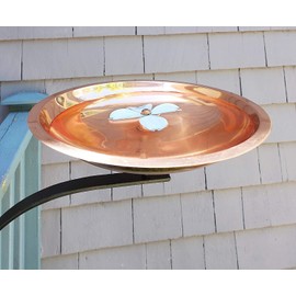Oakestry BB-08-WM Dogwood Wall Mount Bracket Birdbath, Copper Plated and Colored Patina Finish, Black