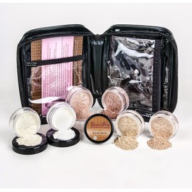 XXL KIT w/COSMETIC CASE (DEEP TAN) Full Size Mineral Makeup Set Bare Face Foundation Powder Full Cover