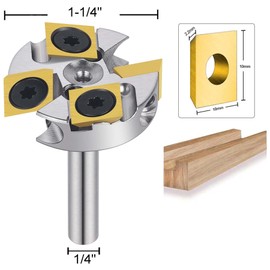 SpeTool Nickel Plating 2+2 Flute Slab Flattening Router Bit 1/4" Shank, 1-1/4" Cutting Dia Carbide Insert Spoilboard Surfacing Bit with ATS Coating for Softwood, Hardwood, MDF