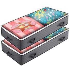 YOSHICA Underbed Storage Case, Set of 2, Uses Dead Space, Large Capacity Storage, With Handles, Futon, Seasonal Item, Complete with Clear Window, Height 5.9 inches (15 cm)