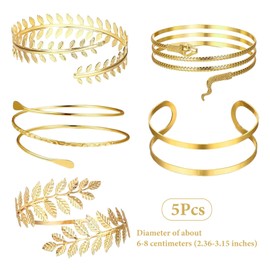 FDRJKN 5 Gold Arm Cuff Set, Adjustable Upper Arm Cuff for Women, Stylish Jewelry for Everyday Wear and Special Occasions