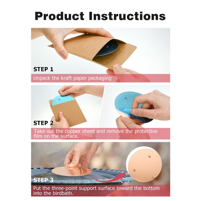 Mellbree Copper Bird Bath Cleaner Disk, 0.6mm Thick 99.9% Pure