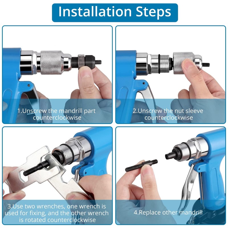 AUTOUTLET Heavy Duty Pneumatic Rivet Nut Gun with 100PCS Rivet