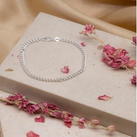 Tuscany Silver Women's Sterling Silver Round Curb Bracelet of 19cm/7.5