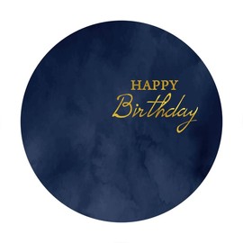 Aoihrraan 200cm Diameter Happy Birthday Round Backdrop Dark Navy Blue Abstract WaterColor Photography Background Kids Birthday Party Decor Supplies Adults Portrait Photo Booth Studio Props