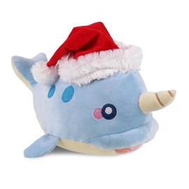 DolliBu Santa Blue Baby Narwhal Stuffed Plush with Santa Outfit, 11.75 Inch