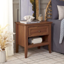 SAFAVIEH Home Collection Sondra Walnut/Gold 2-Drawer Nightstand