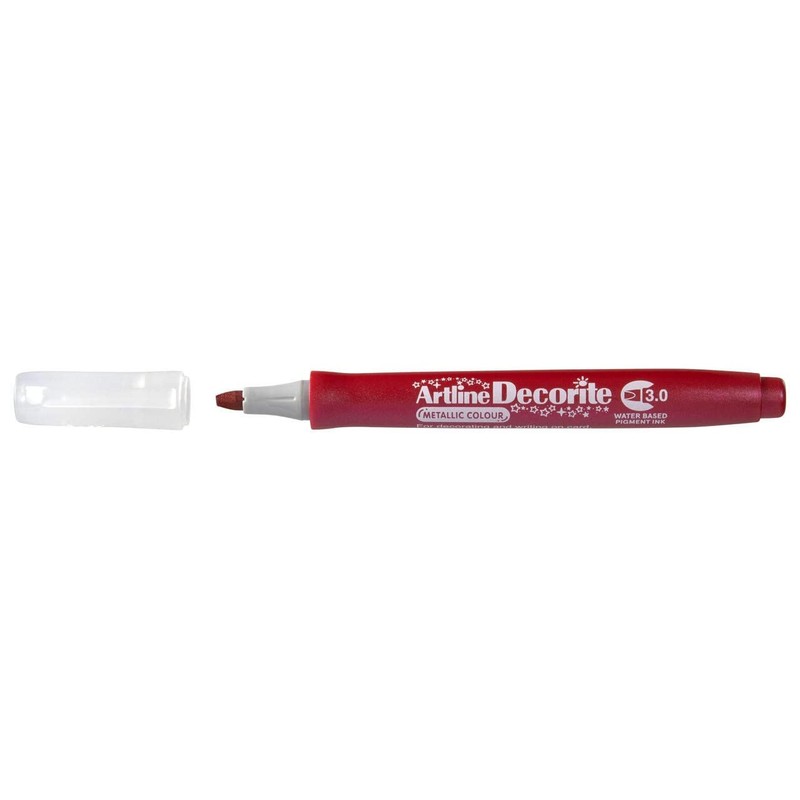 Artline 'Decorite' Metallic Red Marker Pen 3.0mm for Card, Glass,