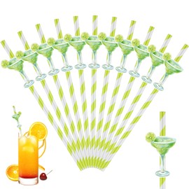 Willinglong 50 Pcs Christmas Straws Xmas Green Funny Paper Straws Lime holiday Straws Disposable Cocktail Straws Vintage Party Supplies for Christmas Winter Party Supplies Wedding Birthday Decor