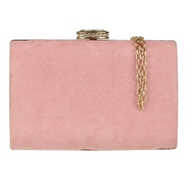 Girly Handbags Womens Elegant Suede Clutch Bag (Blush)