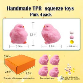 Handmade Chicken Squishy Toys for Stress Relief, Cute Kawaii Chick Fidget Sensory Toys for Adults and Kids Anxiety, Ultra Soft Sticky Squeeze Animal Toy for Home Office Desk (Pink Small 4pcs)