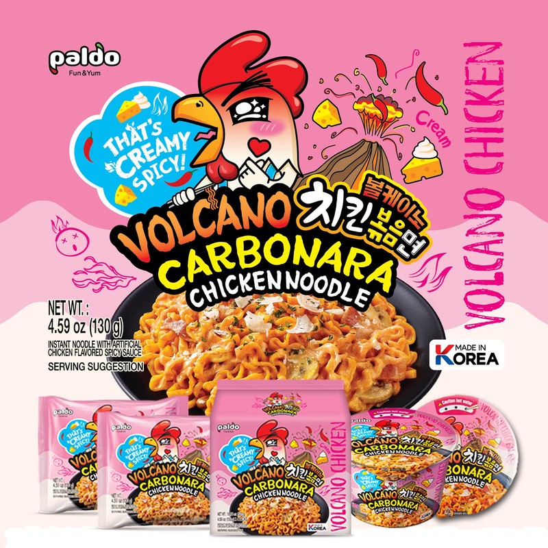 PALDO FUN & YUM Volcano Carbonara Creamy Spicy Chicken Noodle,
