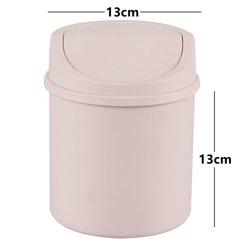 Waikhomes 2 Liters Tiny Plastic Trash Bin with Swing Top
