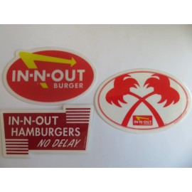 In-N-Out Burger Three (3) Magnets, Oval, Crossed Palm Trees & In-N-Out No Delay