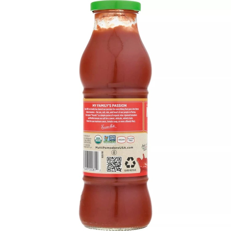 Mutti Organic Tomato Puree (Passata), 19.7 oz. Pack of 6