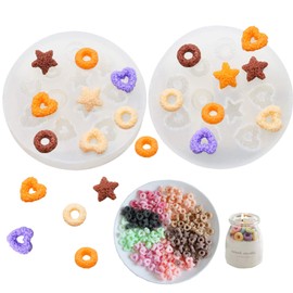 2 pcs Silicone Cereal Candle Bowl Molds Loop Star Heart Wax Rings Lucky Charms Candle Molds (Pack of 2)