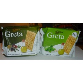 Greta Crackers 2 Variety Packs (1) Wheat Olive & Oregano, (1) Garden Vegetables