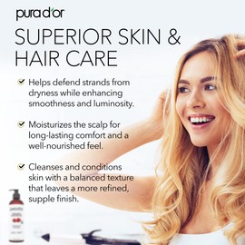 PURA D'OR 16 Oz Organic Castor Oil – Pure Cold-Pressed Hexane-Free USDA Certified – Lashes Brows Hair Scalp Skin – Botanical Moisturizer for Softness Strength Hydration Shine Radiance – Bulk Size