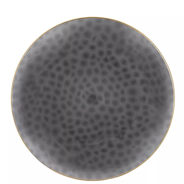 EcoQuality 9" Hammered Dinner Plates Black Transparent with Gold Rim,