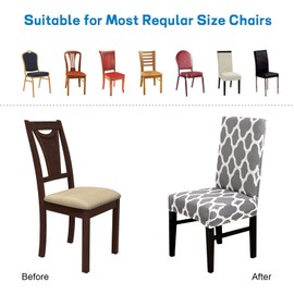 LSTHK Dining Chair Covers Set of 4, Stretch Dining Chair Protective Printed Slipcovers, Elastic Removable Washable Chair Protector Seat Covers for Dining Room Banquet Party Home Decor