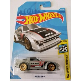 Hot Wheels 2019 Mainline Hw Speed Graphics: Mazda RX-7 (Light Gray) - Int. Long Card