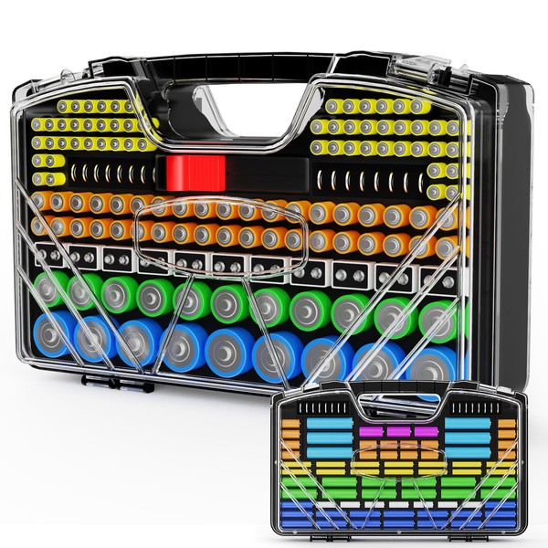 Battery Organizer Storage Holder Box Case with Tester, New Ultra-Large