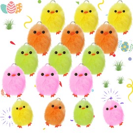 12 Pieces Easter Fur Chicks Fluffy Chenille Chicks Soft Plush Toys Easter Chicks 2.5 Inches Kids DIY Easter Egg Bonnet Decorations Chick Plush Stuffed Animal for Easter Party Favors (Multiple Colors)